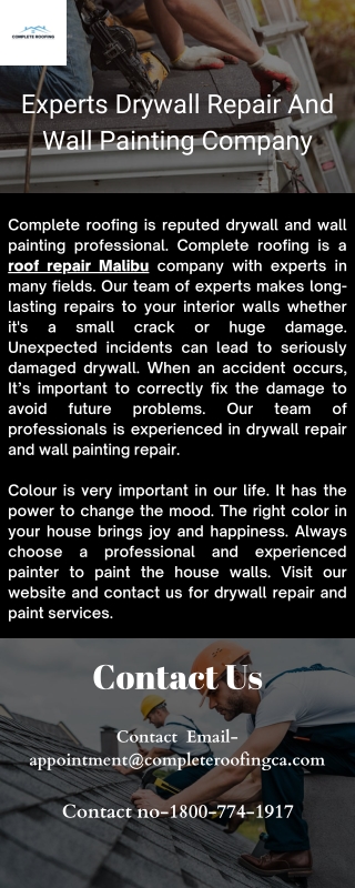Experts Drywall Repair And Wall Painting Company