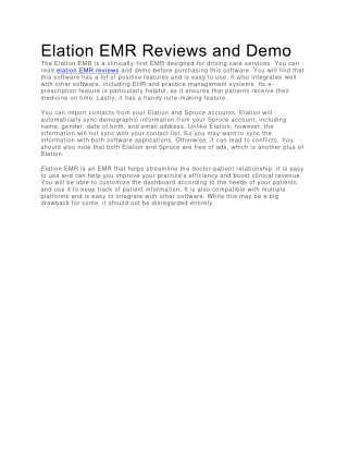 Elation EMR Reviews and Demo