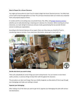 How to Prepare for a House Clearance