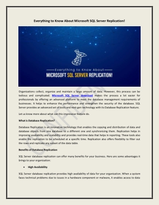 Everything to Know About Microsoft SQL Server Replication!
