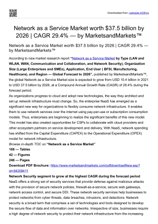 Network as a Service Market worth $37.5 billion by 2026 | CAGR 29.4%