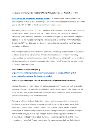 Supraventricular Tachycardia Treatment Market Analysis by Type and Application to 2028