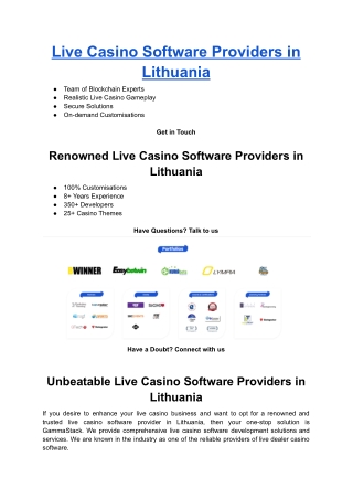 Live Casino Software Providers in Lithuania