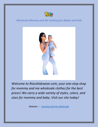 Wholesale Mommy and Me Clothing for Babies and Kids