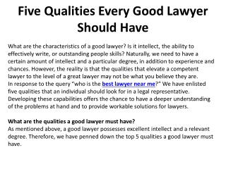 Five Qualities Every Good Lawyer Should Have