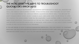 How to Troubleshoot QuickBooks Error H505 in an easy way