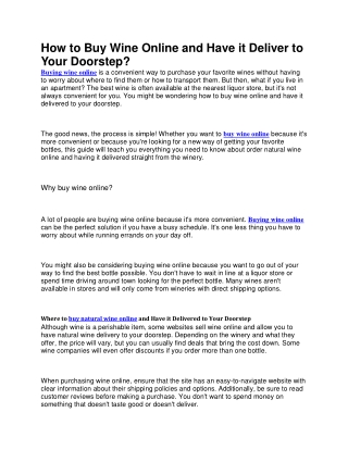 How to Buy Wine Online and Have it Deliver to Your Doorstep?