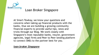 Loan Broker Singapore  Smart-towkay.com