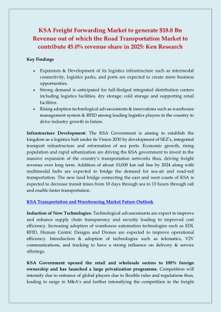 KSA Transportation and Warehousing Market Outlook to 2025