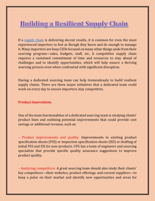 Building a Resilient Supply Chain