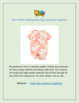 One of the Leading Baby Boy Jumpsuit Suppliers