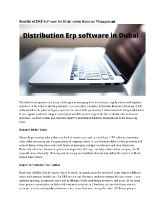 Distribution Erp software in Dubai