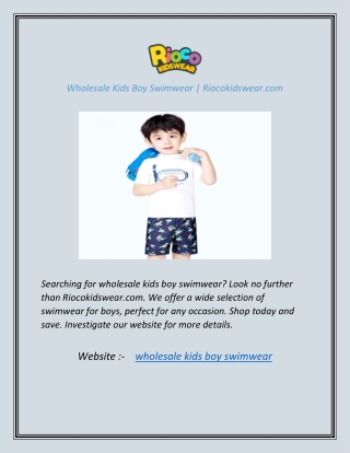 Wholesale Kids Boy Swimwear  Riocokidswear.com