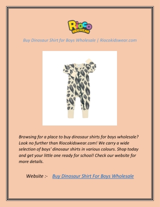 Buy Dinosaur Shirt for Boys Wholesale