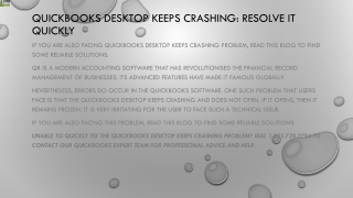 QuickBooks Desktop Keeps Crashing what to do next