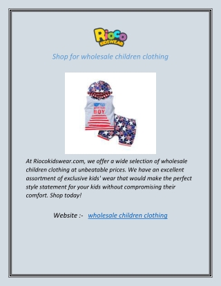 Shop for wholesale children clothing