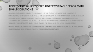 How to resolve QuickBooks Unrecoverable Error swiftly