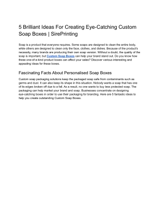 5 Brilliant Ideas For Creating Eye-Catching Custom Soap Boxes - SirePrinting