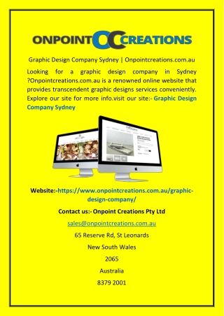 Graphic Design Company Sydney  Onpointcreations.com