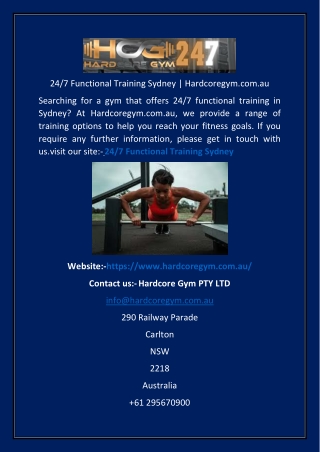 247 Functional Training Sydney  Hardcoregym.com