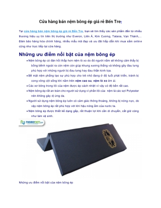 Cửa hàng bán nệm bông ép giá rẻ Bến Tre
