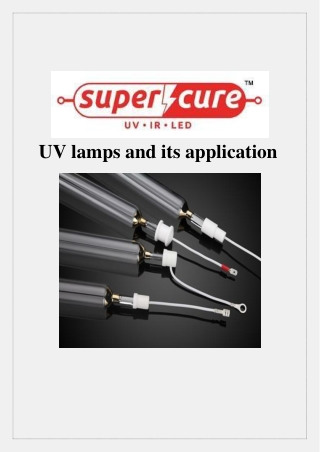 UV lamps and its application