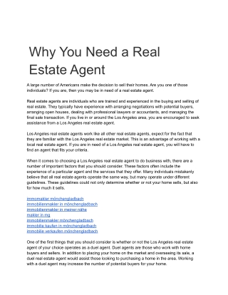 Why You Need a Real Estate Agent
