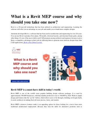 What is a Revit MEP course and why should you take one now ?
