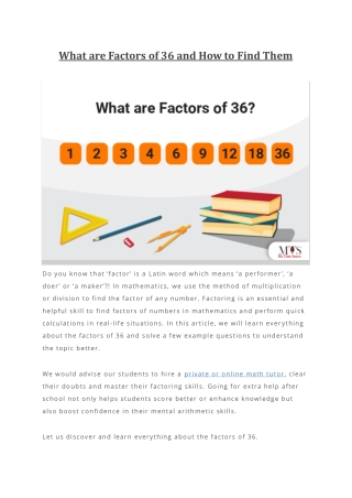 What are Factors of 36 and How to Find Them