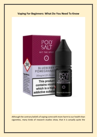 Vaping For Beginners What Do You Need To Know