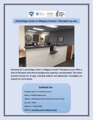 Psychology Center in Allegany County | Therapist-ny.com