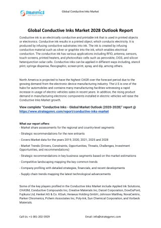 2021 Conductive Inks Industry Global Analysis Report