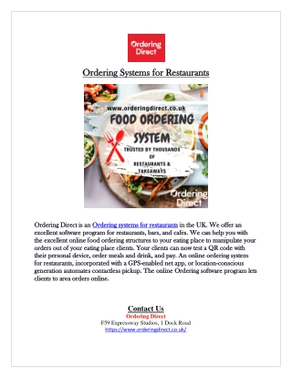 Get the Ordering Systems For Restaurants in the UK.