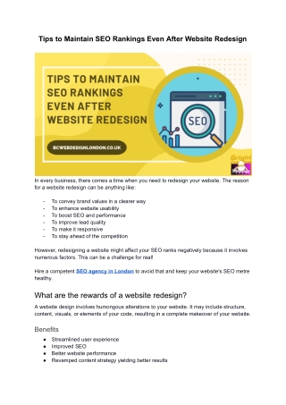 Tips to Maintain SEO Rankings Even After Website Redesign