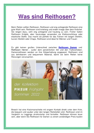 Was sind Reithosen