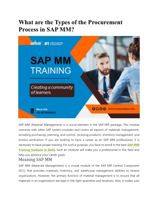 What are the Types of the Procurement Process in SAP MM