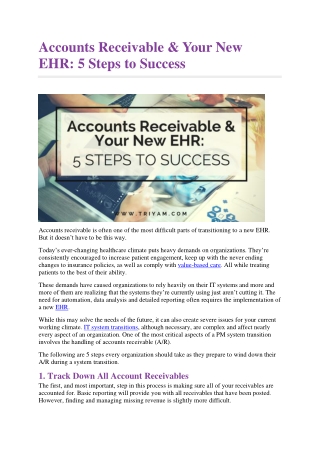 Accounts Receivable and Your New EHR 5 Steps to Success