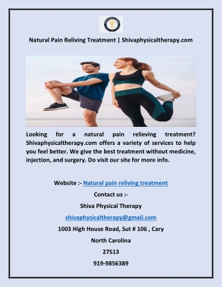 Natural Pain Reliving Treatment  Shivaphysicaltherapy