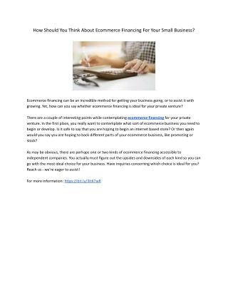 How Should You Think About Ecommerce Financing For Your Small Business?