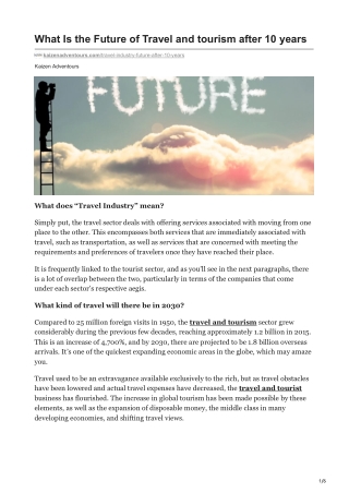 What Is the Future of Travel and tourism after 10 years
