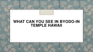 What Can You See in Byodo-In Temple Hawaii