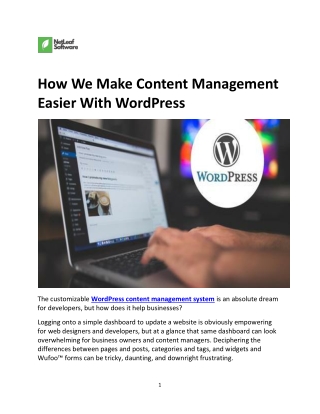 How We Make Content Management Easier With WordPress