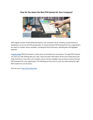 How Do You Select the Best POS System for Your Company?
