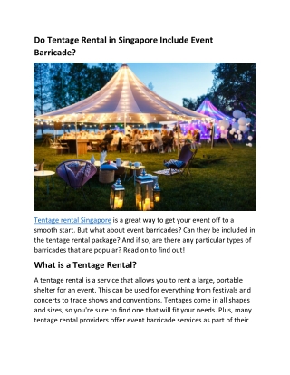 Do Tentage Rental in Singapore Include Event Barricade.docx