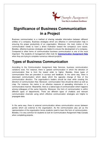 Significance of Business Communication in a Project