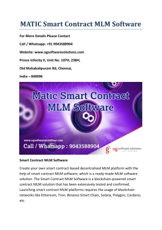 MATIC Smart Contract MLM Software