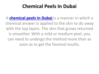 Chemical Peels In Dubai 2