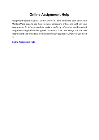 Online Assignment Help