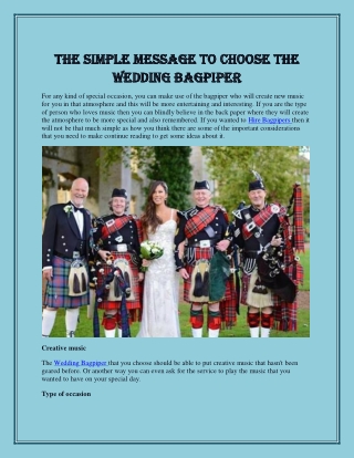 The simple message to choose the wedding bagpiper