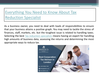 Everything You Need to Know About Tax Reduction Specialist